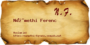 Némethi Ferenc névjegykártya
